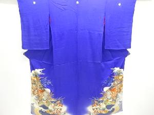 アンティーク　錦紗荒波に宝船模様五つ紋着物